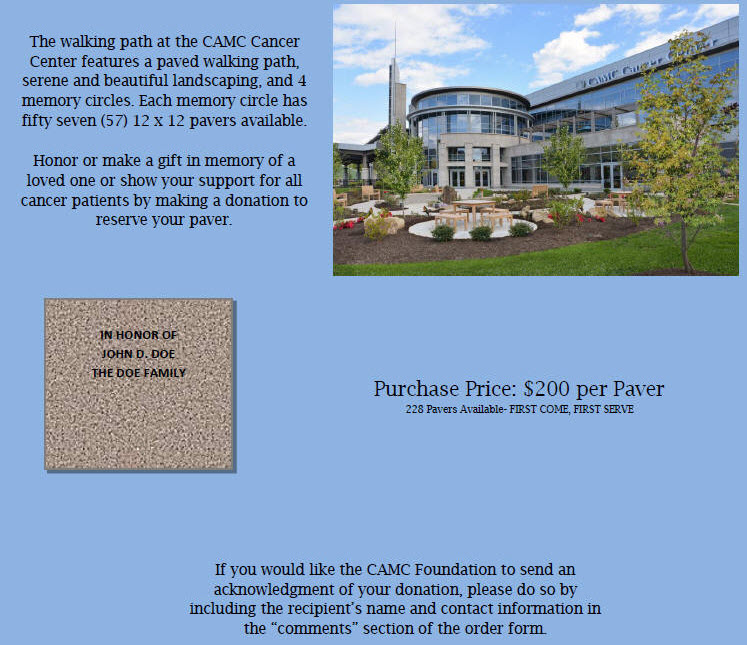 CAMC Foundation BUY A PAVER CAMPAIGN