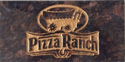 Engraved pizza ranch logo brick